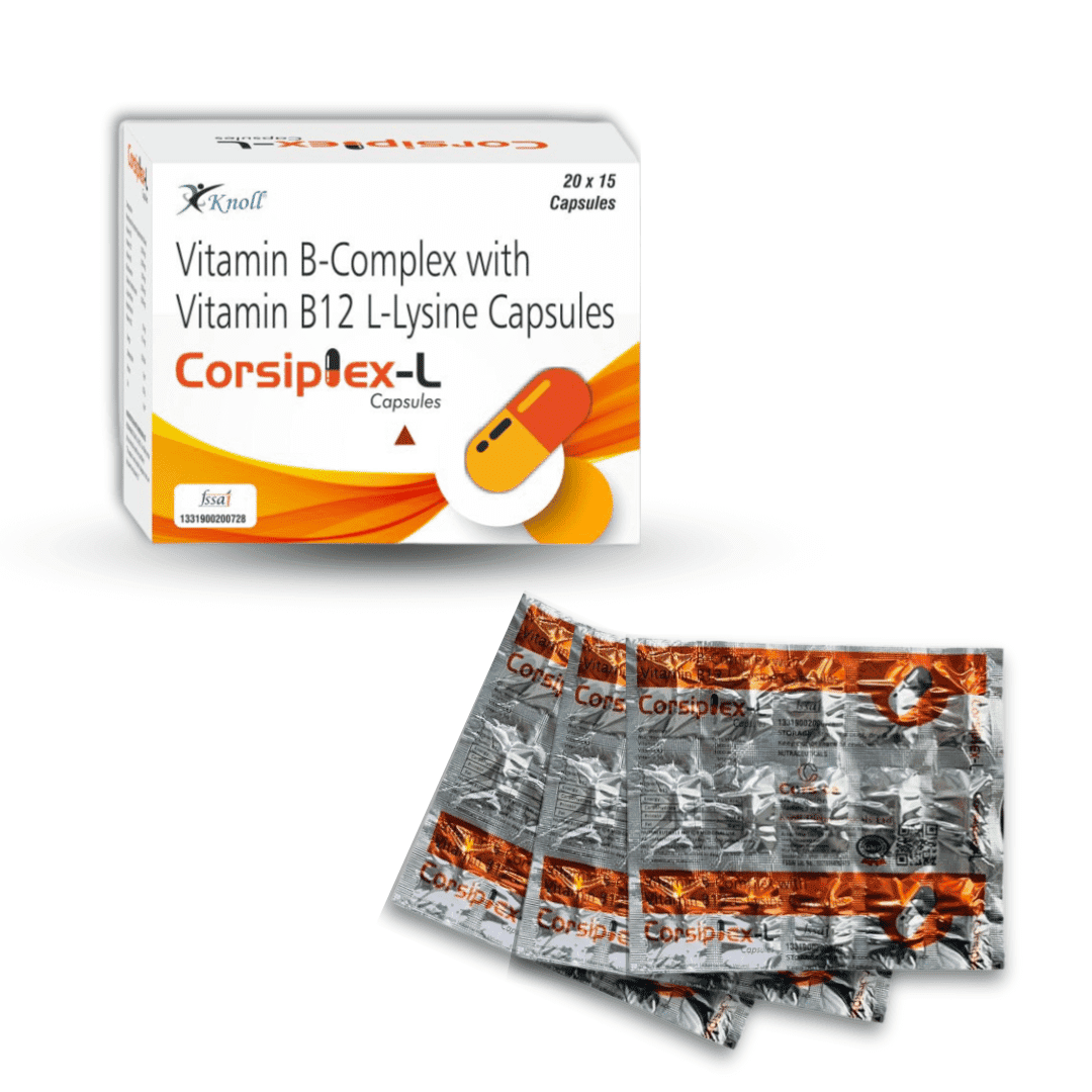 Corsiplex-L Capsules | Vitamin B complex | Vitamin B-12 L-Lysine (pack of 3)