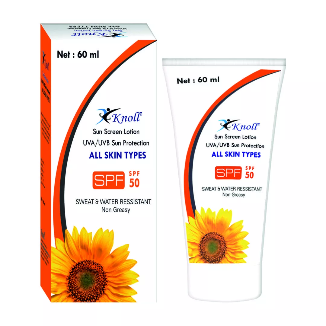Knoll Sun Screen Lotion | SPF 50 | UVA/UVB Sun Protection | All Skin Types