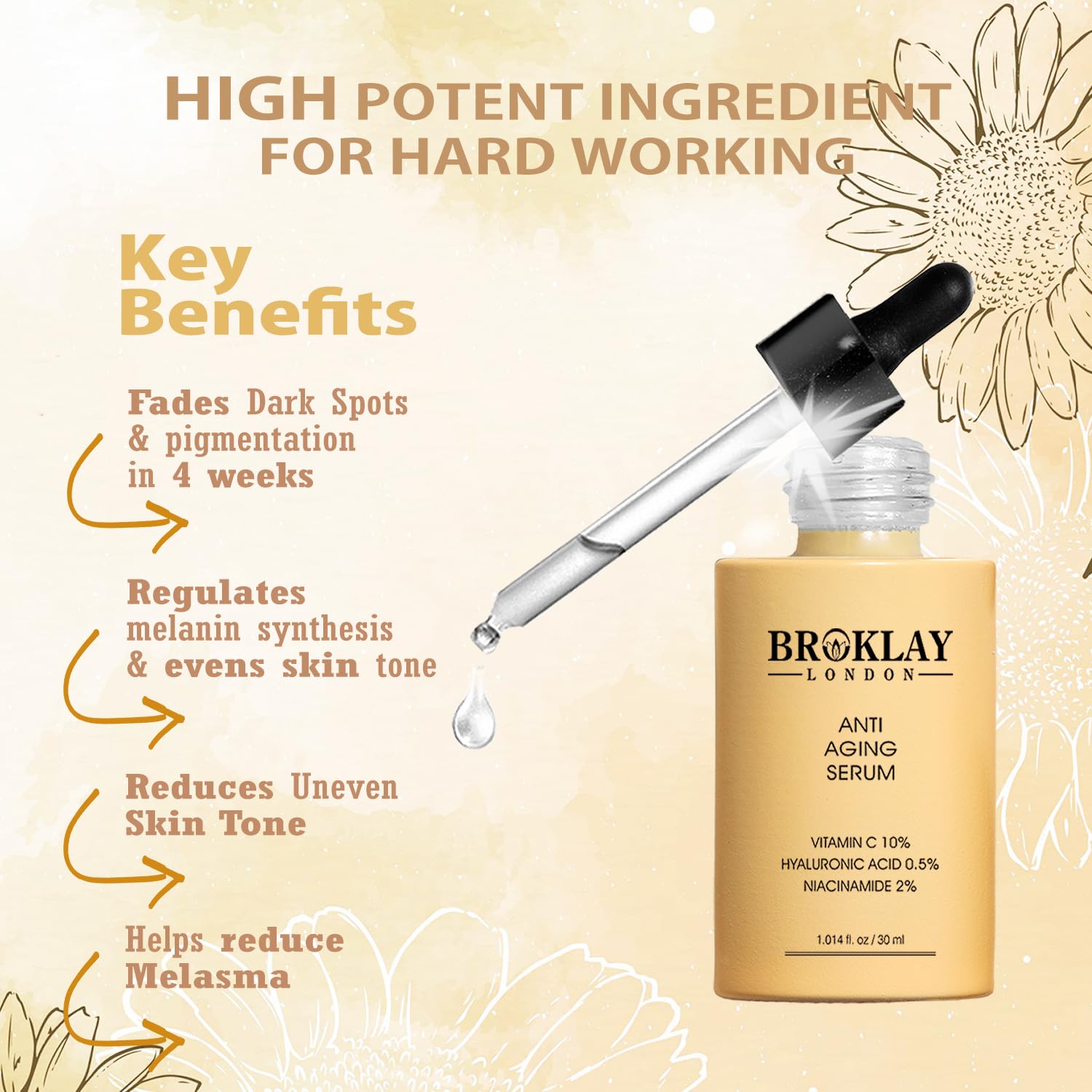 Broklay London Face Serum | Vitamin C, Niacinamide, Hyaluronic Acid | Anti-Aging, All Akin Types - Image 5