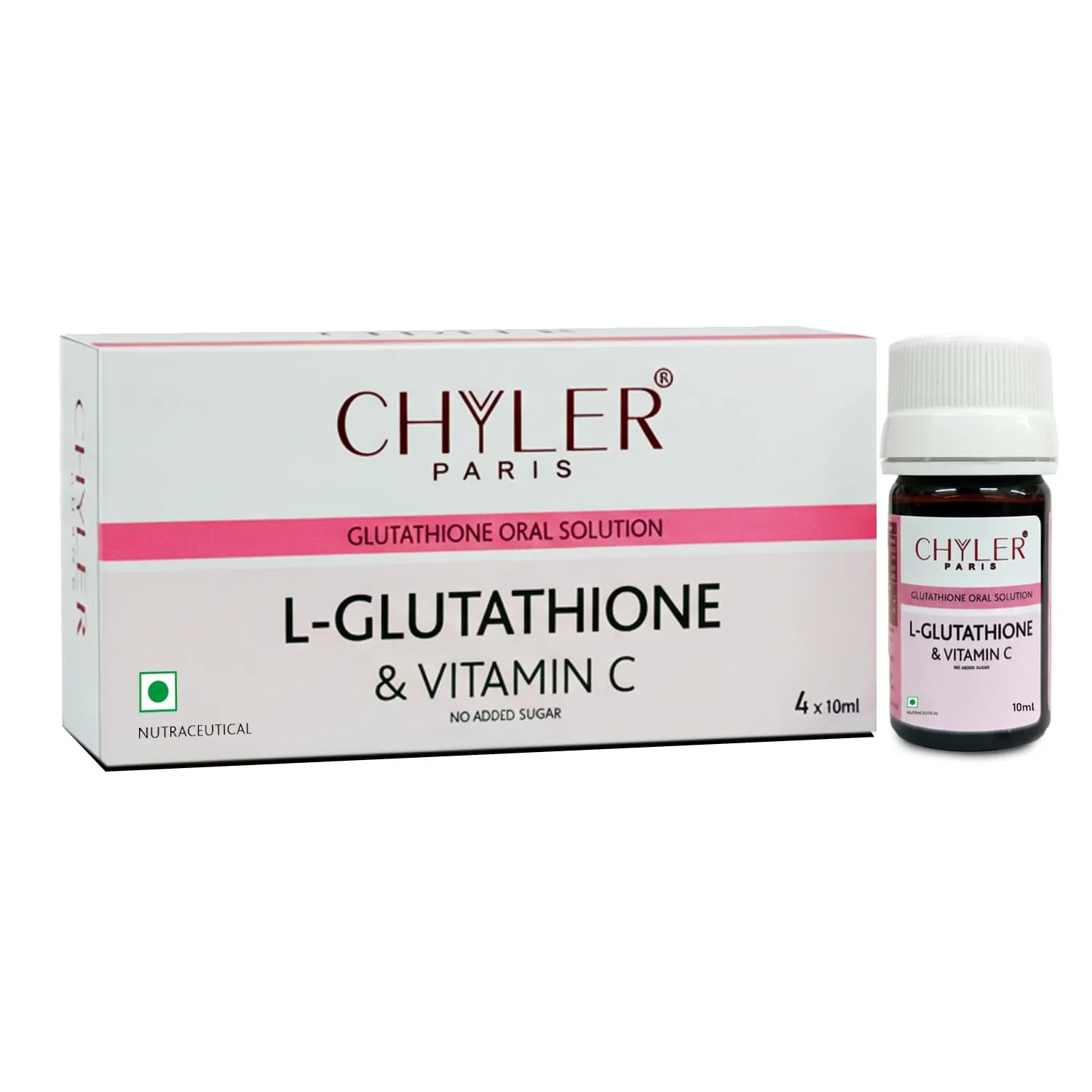 Chyler Paris L-Glutathione Liquid Shots | L-Glutathione with Vitamin C & Hyaluronic Acid | 10 ml x 4 Bottles