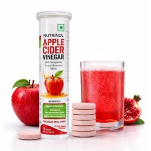 Nutrinol Apple Cider Vinegar Tablets 500 mg | With Pomegranate Extract & Vitamins B6 & B12 | Daily Wellness Supplement | 15 Tablets