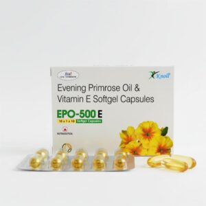 EPO-500E Softgel Capsules | Evening Primrose Oil 500 mg with Vitamin E | Daily Nutritional Supplement | 10 capsules