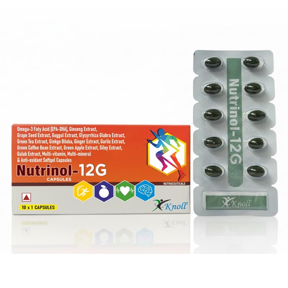 Nutrinol 12G Softgel Capsules | Omega-3 (EPA & DHA), Multivitamins, Minerals & Herbal Extracts | Advanced Daily Nutritional Supplement | 10 Capsules