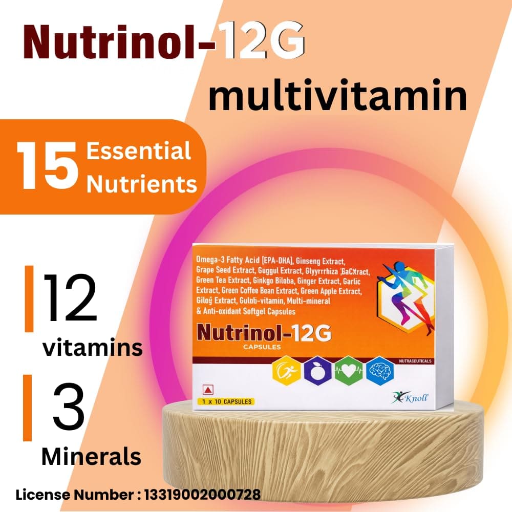 Nutrinol 12G Softgel Capsules | Omega-3 (EPA & DHA), Multivitamins, Minerals & Herbal Extracts | Advanced Daily Nutritional Supplement | 10 Capsules - Image 3