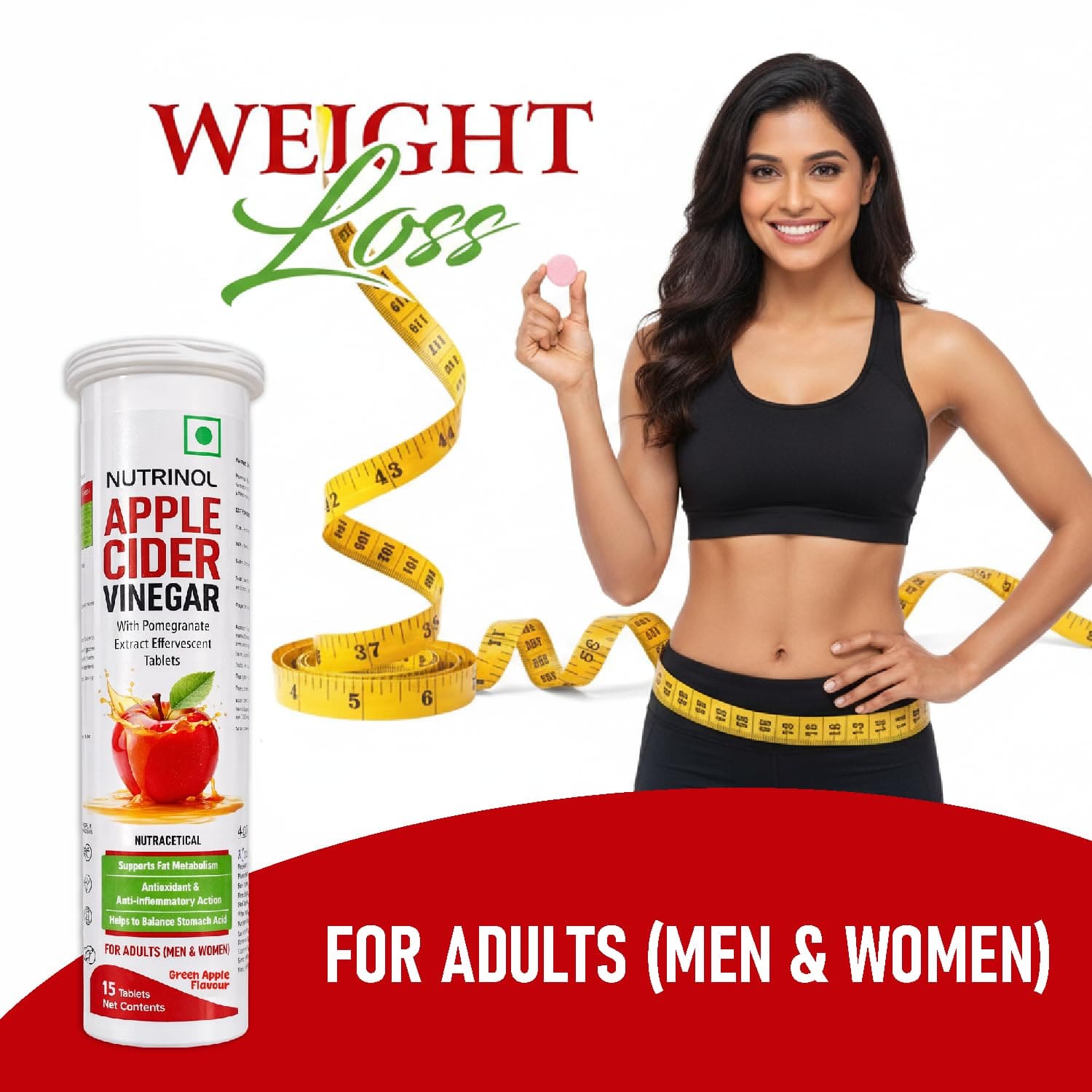 Nutrinol Apple Cider Vinegar Tablets 500 mg | With Pomegranate Extract & Vitamins B6 & B12 | Daily Wellness Supplement | 15 Tablets - Image 6