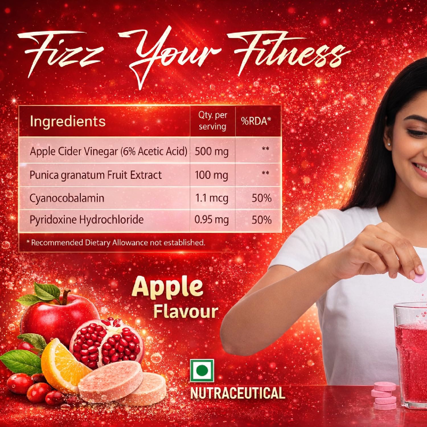 Nutrinol Apple Cider Vinegar Tablets 500 mg | With Pomegranate Extract & Vitamins B6 & B12 | Daily Wellness Supplement | 15 Tablets - Image 7