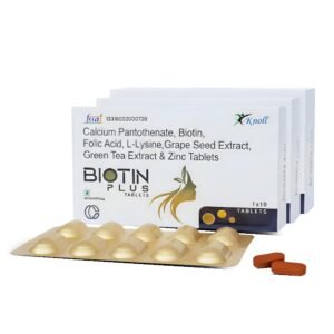 Knoll Biotin Plus Tablets | Biotin, Multivitamins, Zinc, Iron & Antioxidant Extracts | Grape Seed & Green Tea Formula | Daily Nutritional Supplement | (3x10 Capsules)