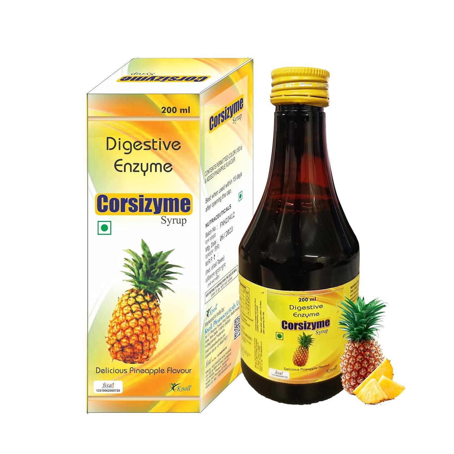 Corsizyme Syrup | Digestive Enzyme | Energy booster | Mix Fruit Strong And Better Immunity Delicious Pineapple Flavor 200ML