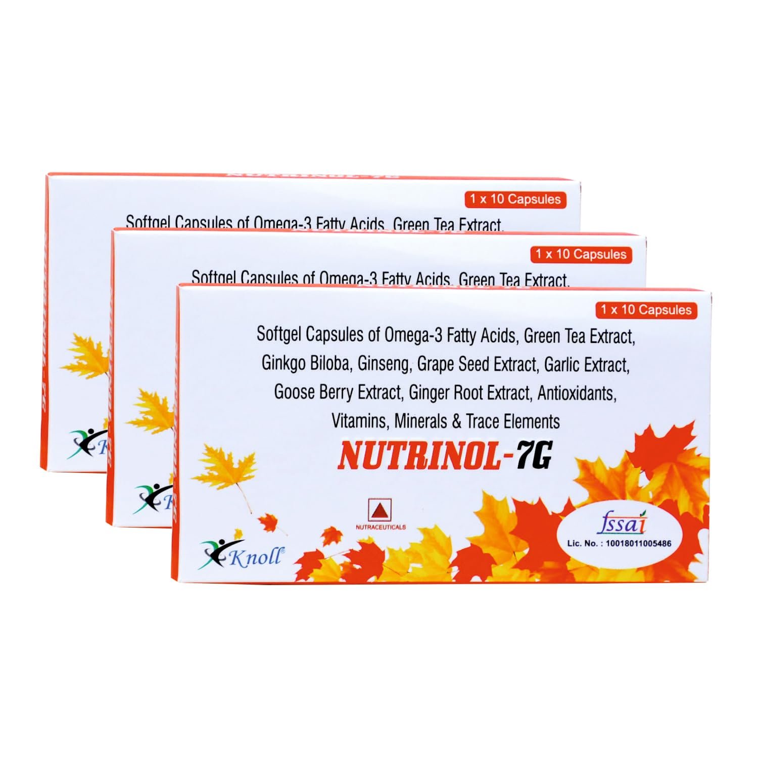 Nutrinol-7G Softgel Capsules | Omega-3 Fatty acids | Multivitamins (10 Capsules)