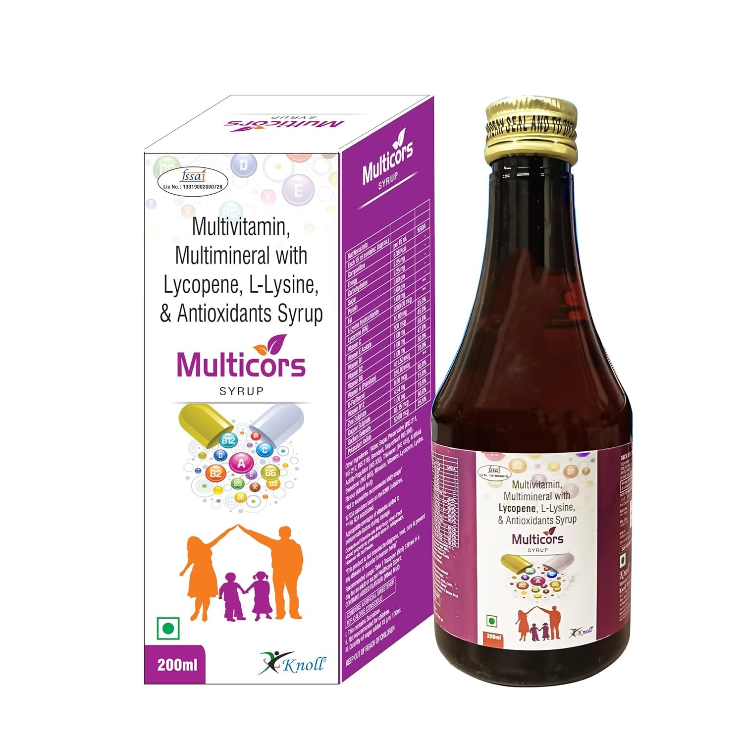 Knoll Multivitamin, Multimineral with Lycopene, L-Lysine & Antioxidants Syrup 200ml ( Mix Fruit )
