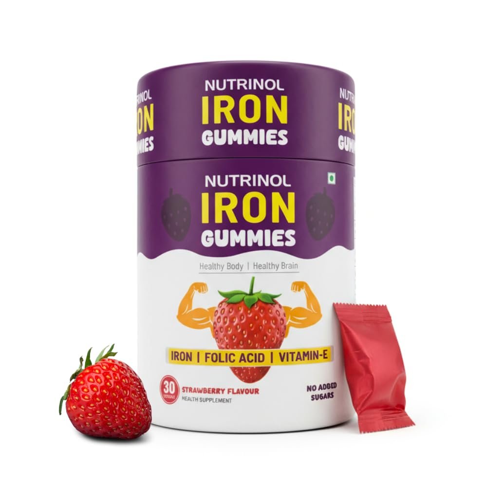 Nutrinol Iron Gummies | Iron with Folic Acid & Vitamin E | Dietary Supplement Gummies (30 Gummies)