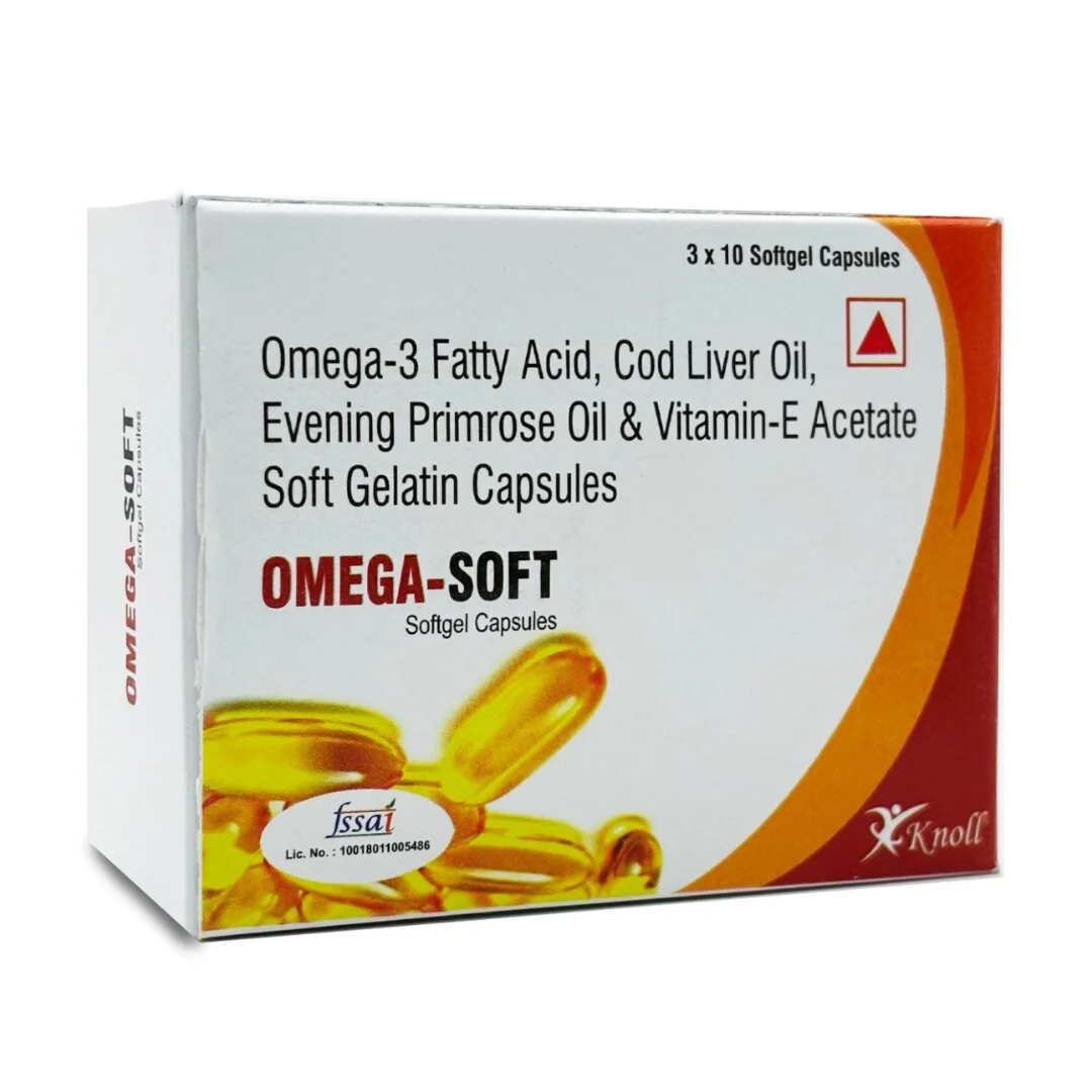 Omega-Soft Softgel Capsules | Omega-3 Fatty Acid | Cod Liver Oil | Vitamin-E Capsules (30 Capsules)