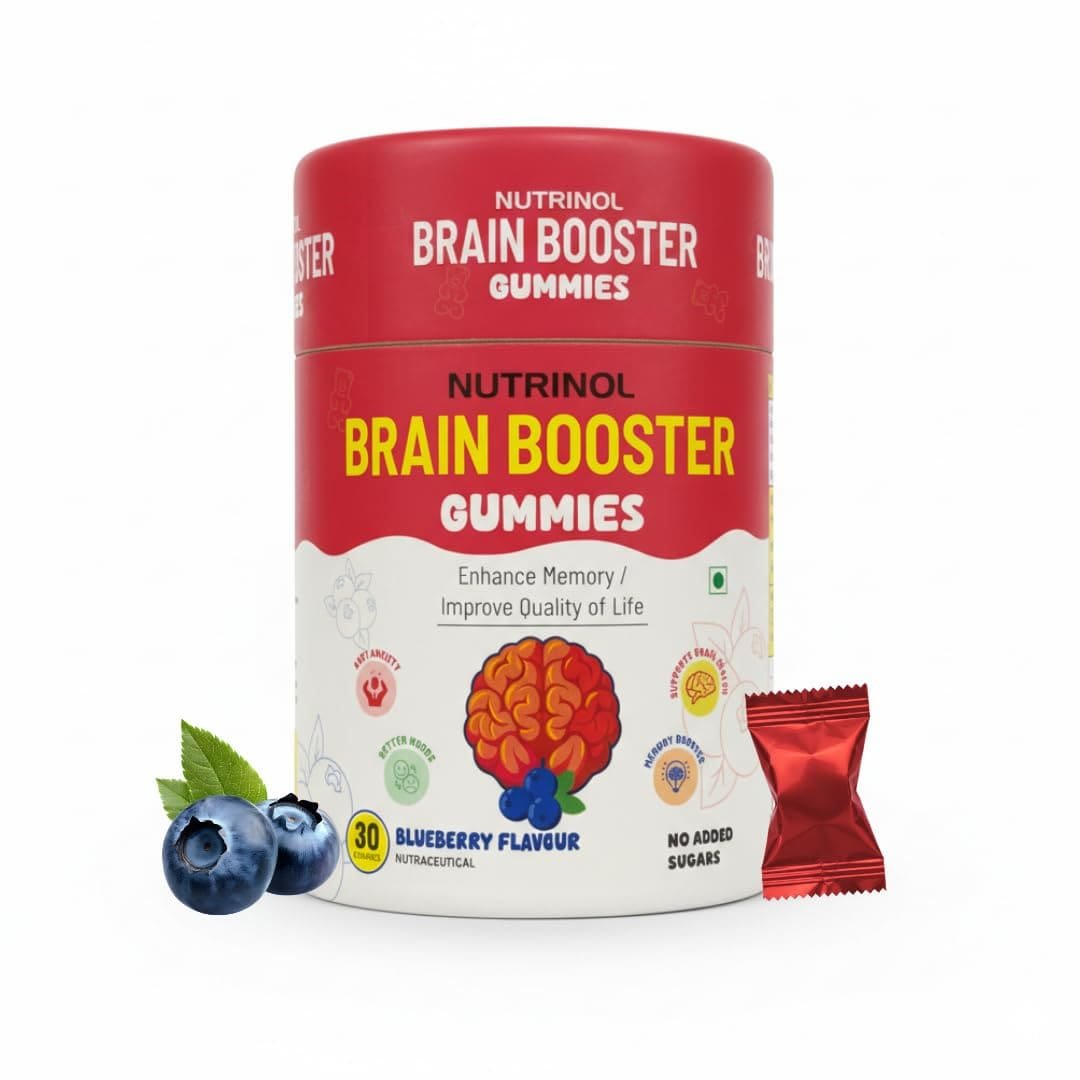 Nutrinol Brain Booster Gummies with Bacopa Monnieri Extract | Herbal Cognitive Support Supplement | Tasty Chewable Gummies | 30 Gummies