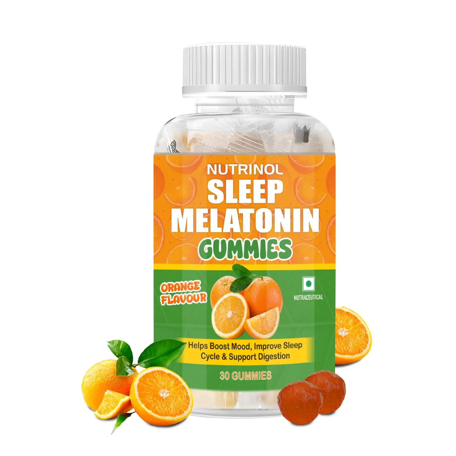 Nutrinol Melatonin Gummies | With Melatonin, Herbal Extracts & Magnesium | Orange Flavour | 30 Gummies