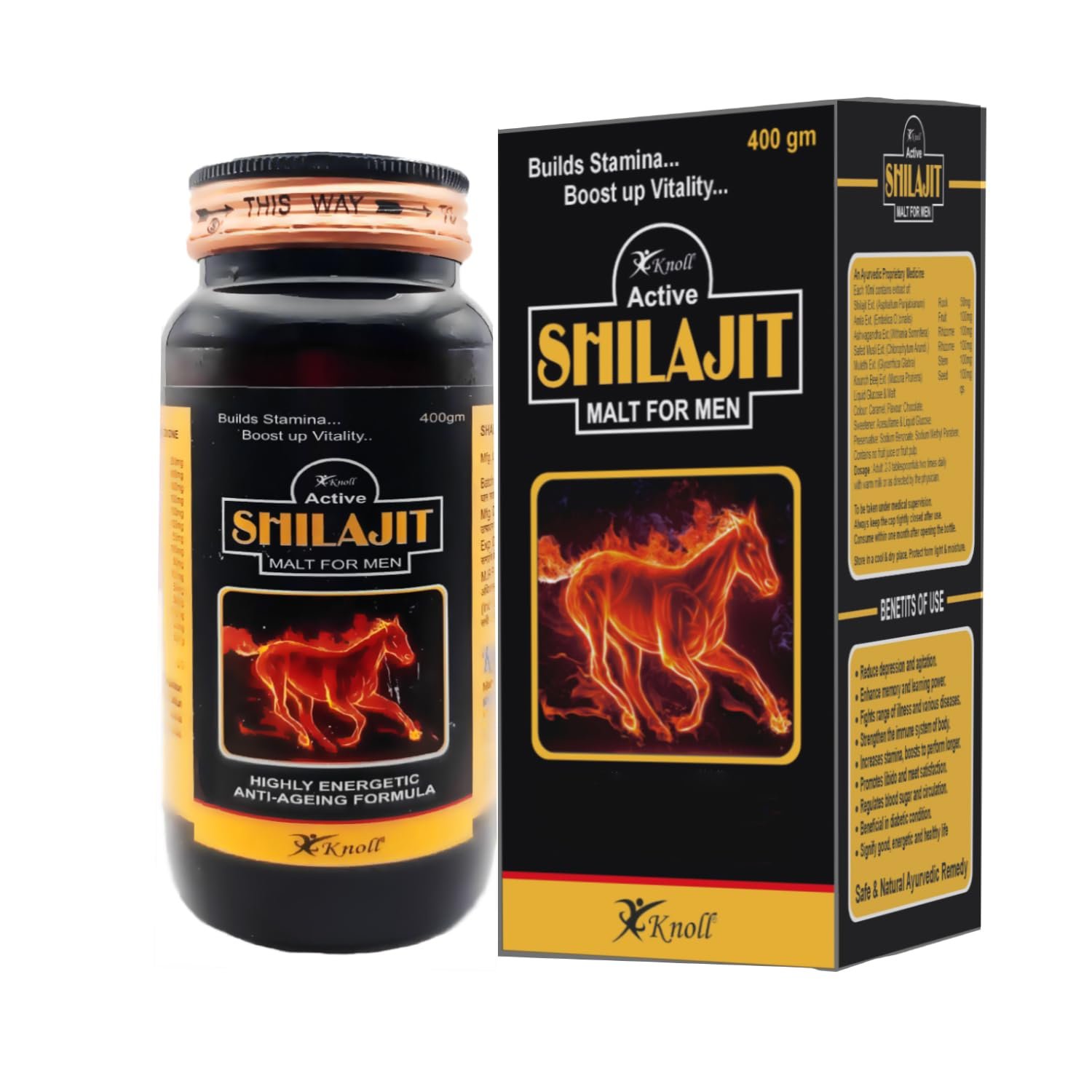 Knoll Active Shilajit Malt Natural Energy Ashwagandha Shatavari Energy booster 400 gm.