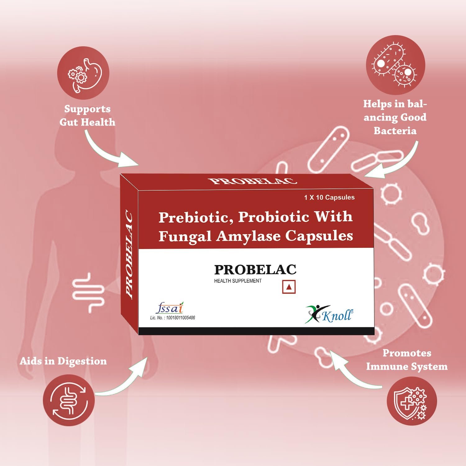 Probelac Probiotic & Fungal Amylase Gut & Digestive Support Capsules (30 Capsules) - Image 2