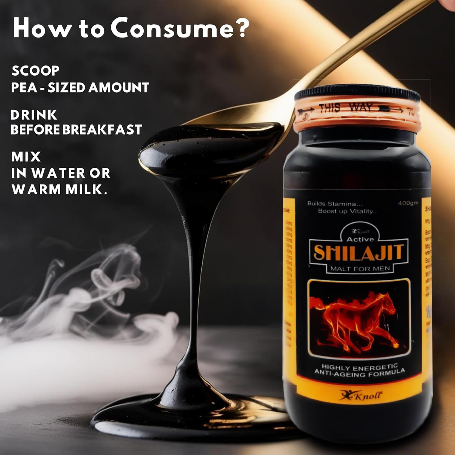 Knoll Active Shilajit Malt Natural Energy Ashwagandha Shatavari Energy booster 400 gm. - Image 3
