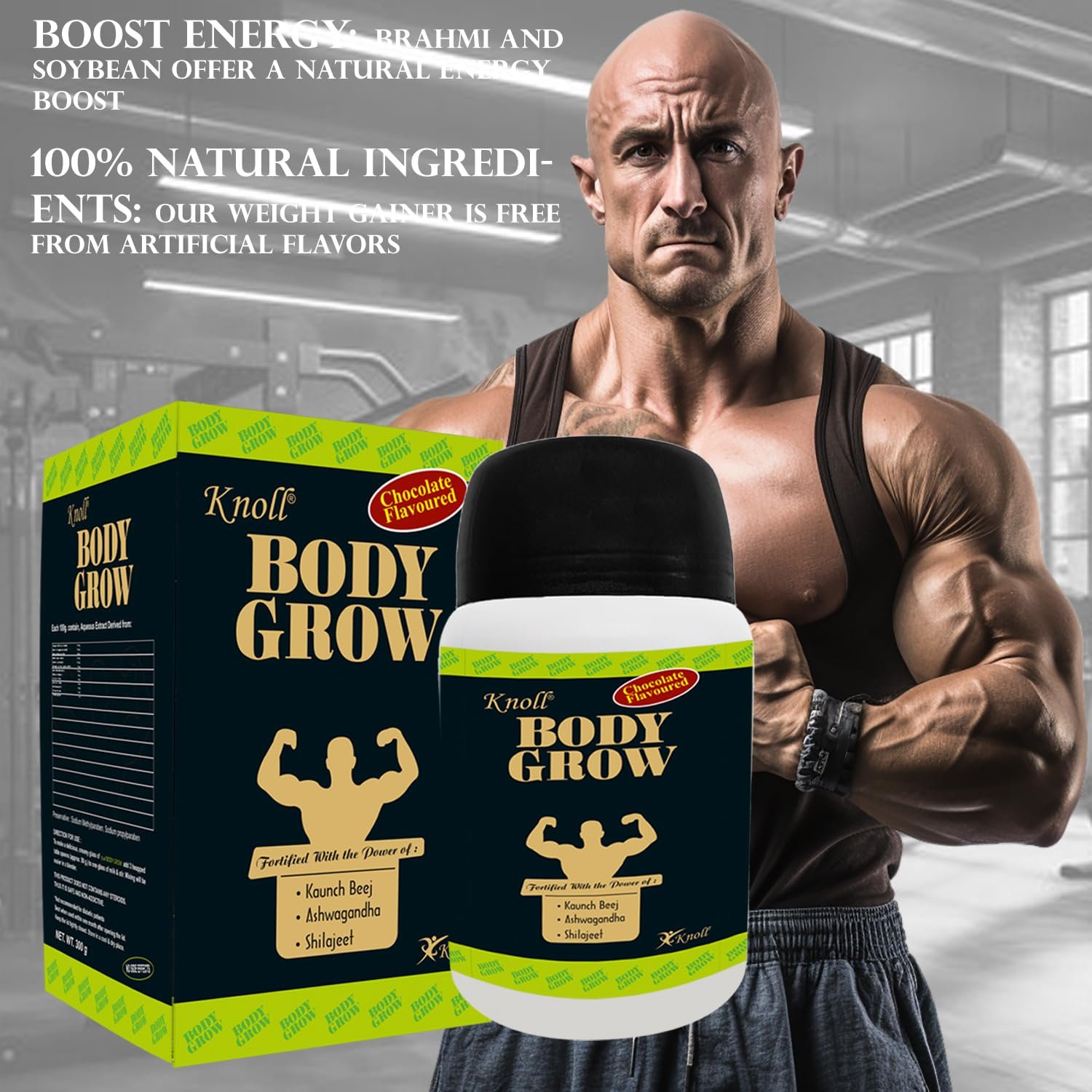 Knoll Body Grow Powder For Muscle Mass Gain Weight Gainers And Weight Gain Muscle Building With Ashwagandha & Shilajeet (300G) Per Pack (Pack Of 1) - Image 2