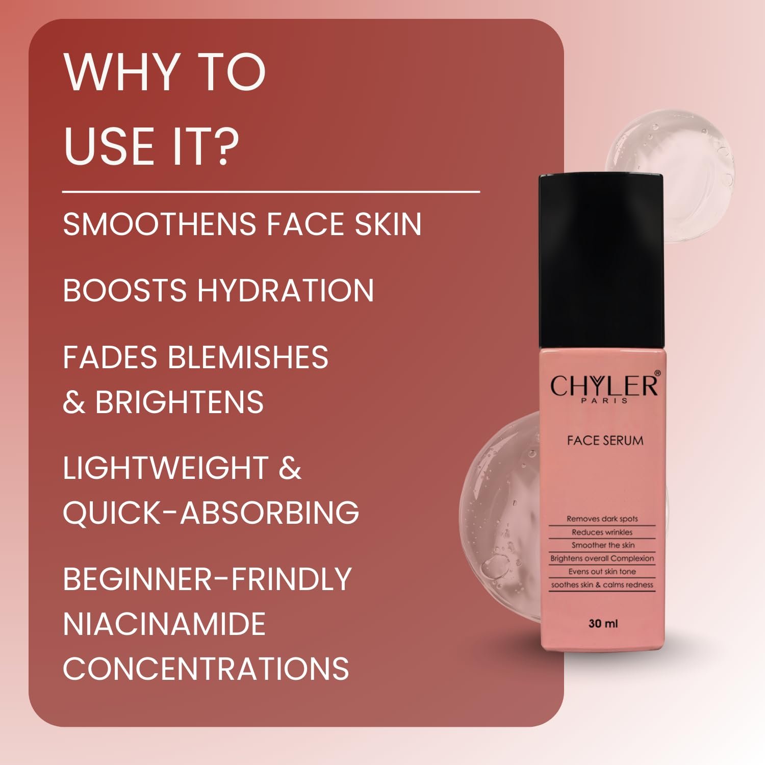 Chyler Paris Face Serum | anti-aging, brightening skin, pigmentation, glowing skin, vitamin E face serum - Image 3
