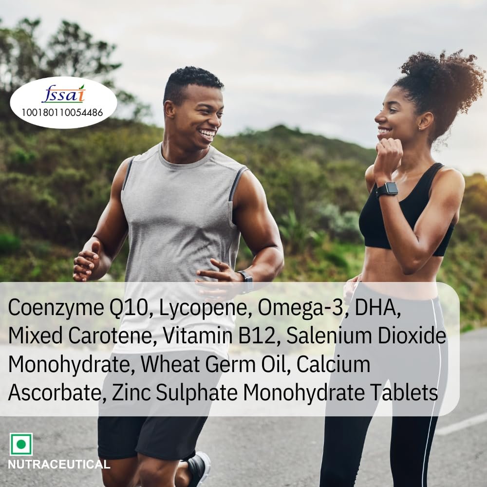 Fertinol-Q10 Forte Omega-3 Lycopene DHA Vitamin B12 Wheat germ oil Zinc Calcium Tablets (10 Capsules) - Image 3