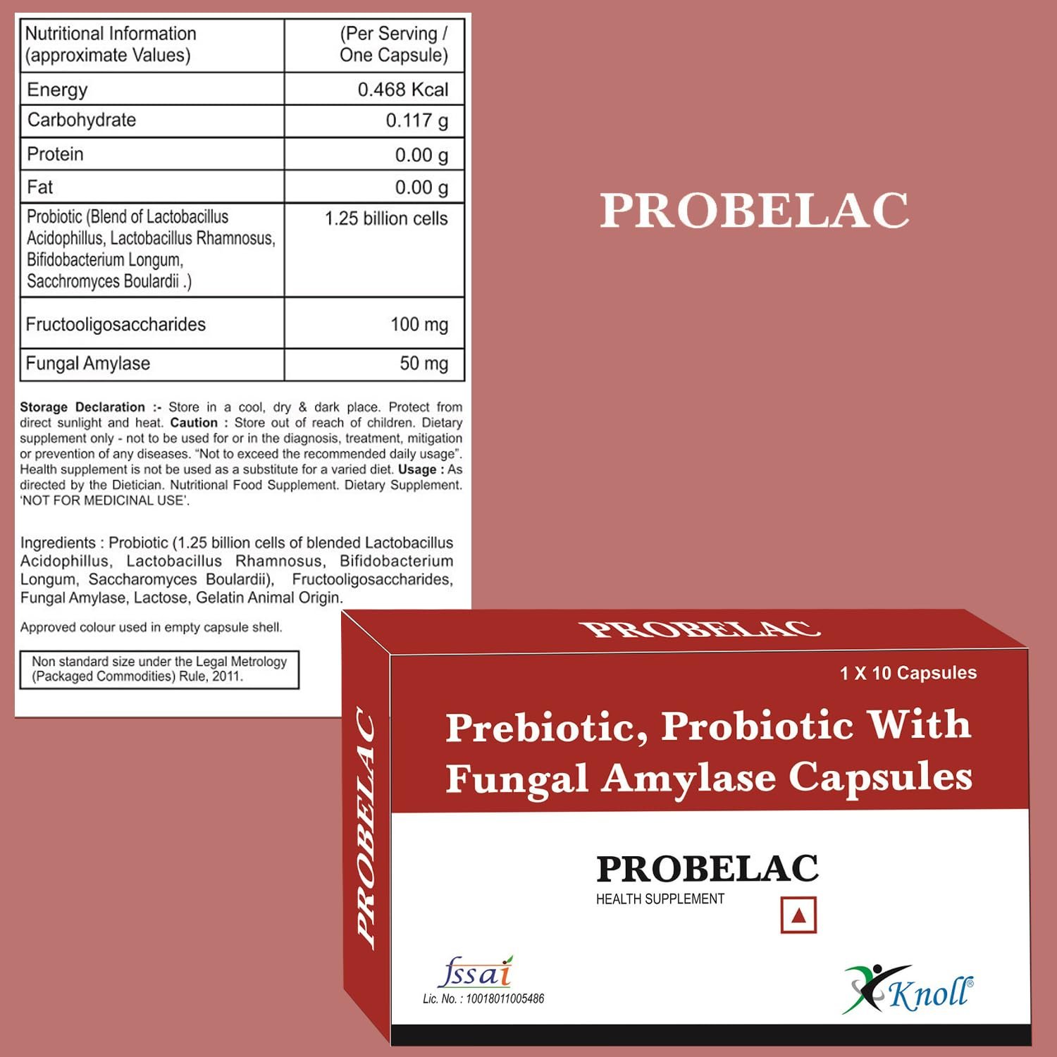 Probelac Probiotic & Fungal Amylase Gut & Digestive Support Capsules (30 Capsules) - Image 3