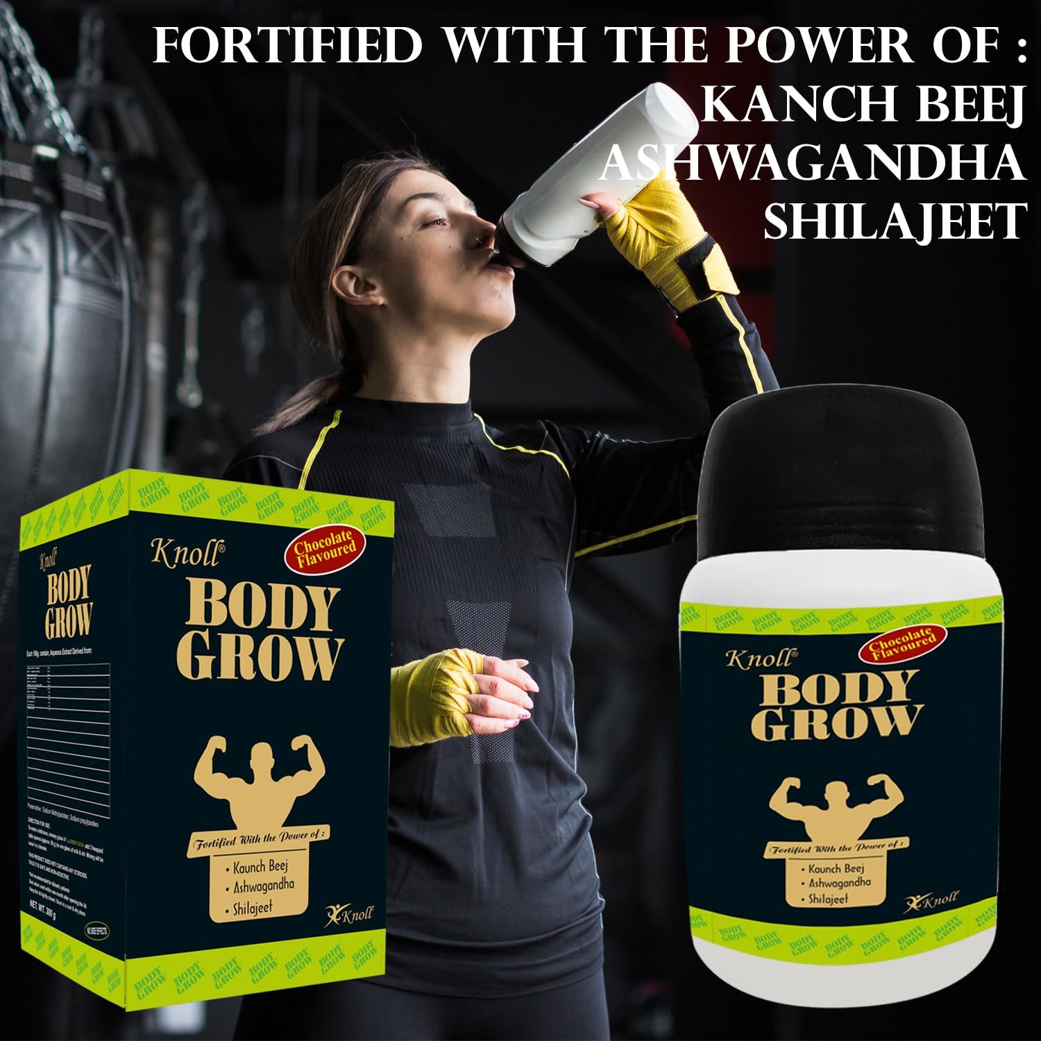 Knoll Body Grow Powder For Muscle Mass Gain Weight Gainers And Weight Gain Muscle Building With Ashwagandha & Shilajeet (300G) Per Pack (Pack Of 1) - Image 3