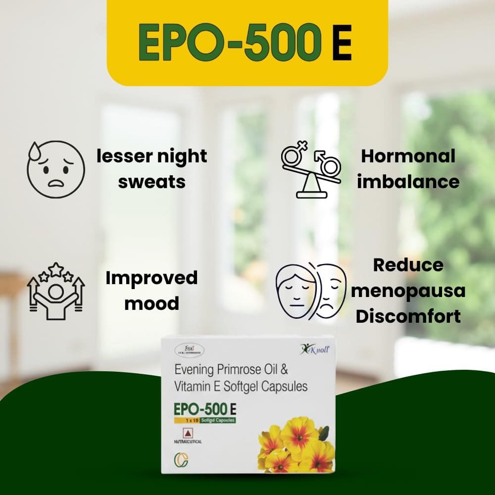 EPO-500E Softgel Capsules | Evening Primrose Oil 500 mg with Vitamin E | Daily Nutritional Supplement | 10 capsules - Image 3