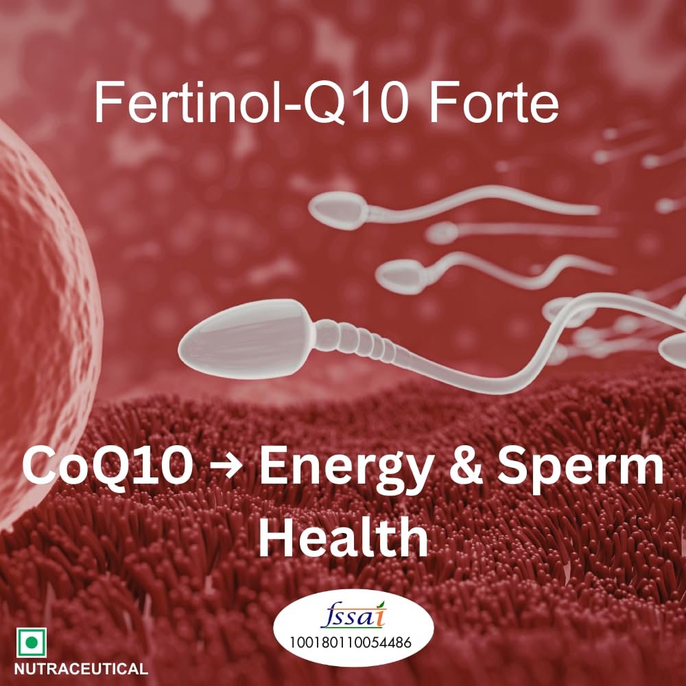Fertinol-Q10 Forte Omega-3 Lycopene DHA Vitamin B12 Wheat germ oil Zinc Calcium Tablets (10 Capsules) - Image 4