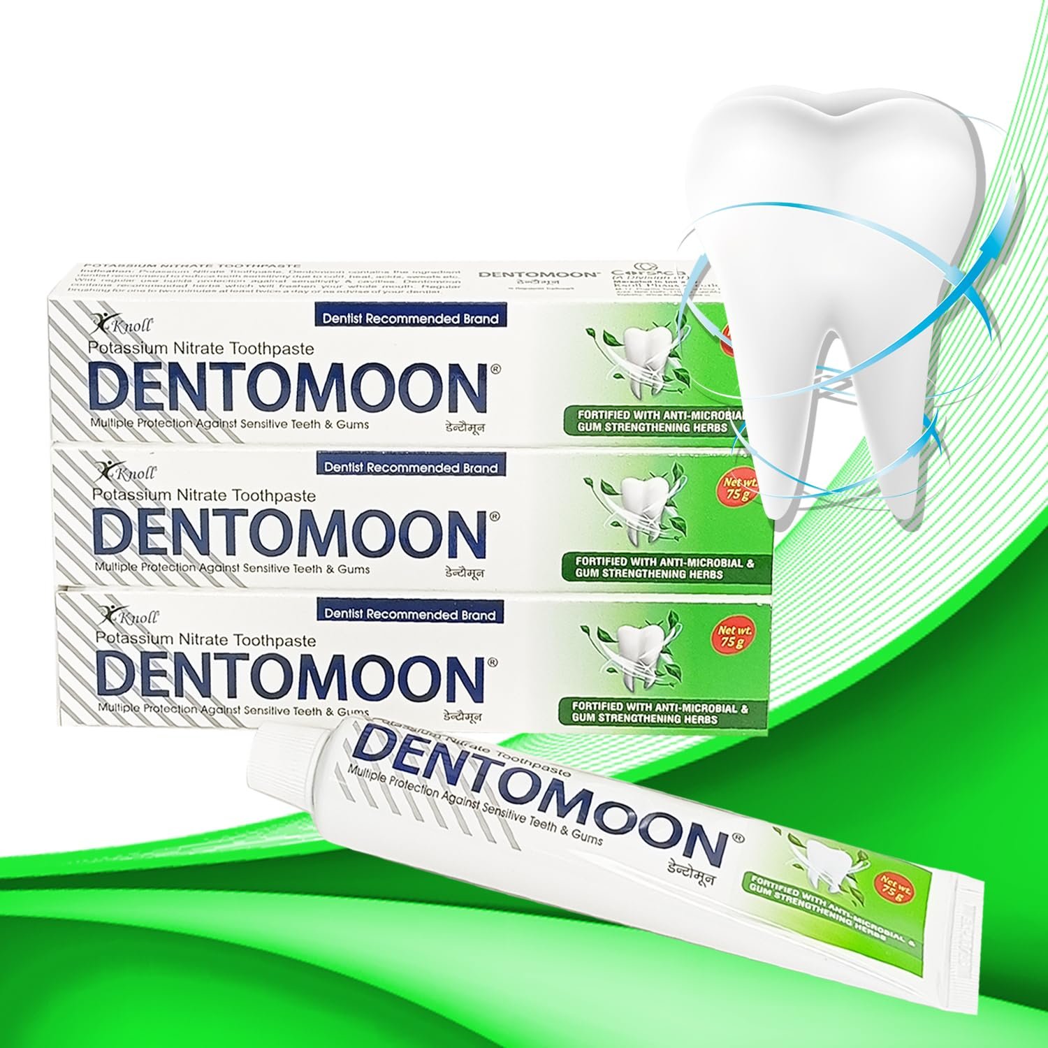 Dentomoon Toothpaste | Potassium nitrate toothpaste, for sensitive teeth | Herbal & Sensitive Care Formula | Pack of 3 - Image 4
