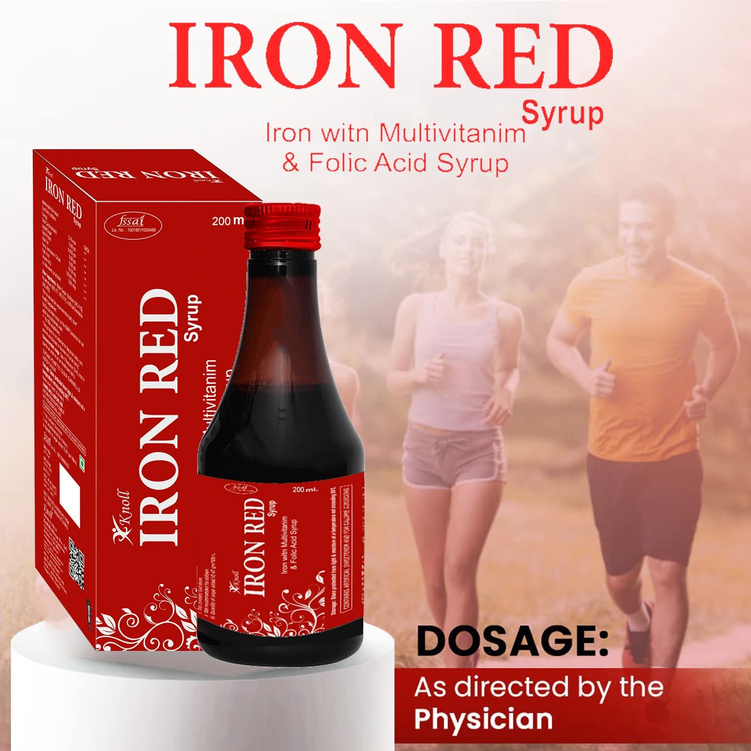 Knoll Iron Red Syrup | Iron, Multivitamin & Folic Acid Syrup 200ml - Image 4