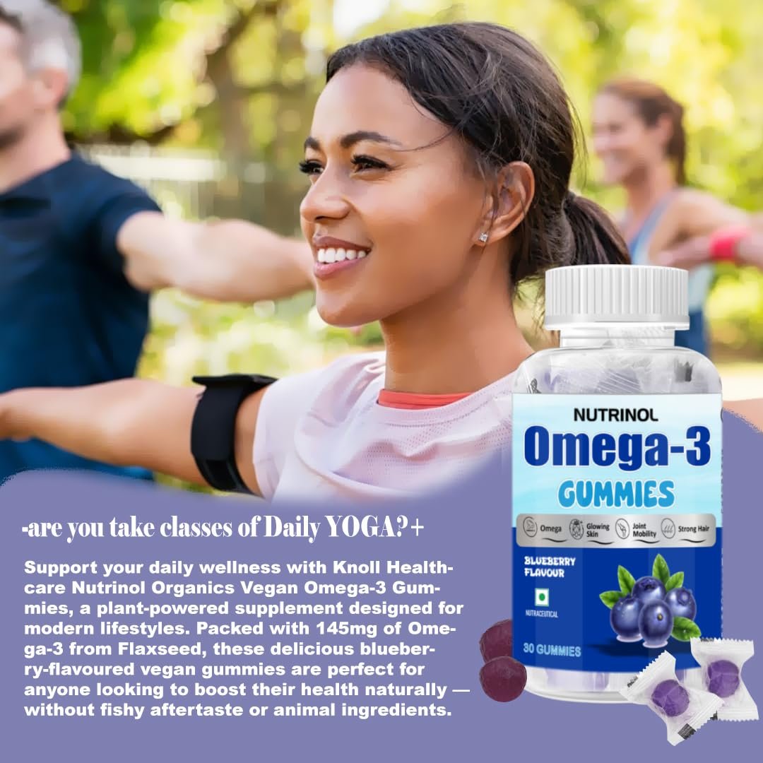 Nutrinol Omega Gummies | 145mg Omega Fatty Acids | Heart, Brain, Joint & Skin Support | Vegan & Gelatin-Free | Blueberry Flavour | For Men & Women | 30 Gummies - Image 6