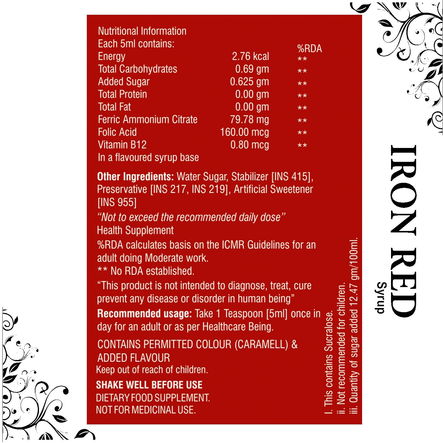 Knoll Iron Red Syrup | Iron, Multivitamin & Folic Acid Syrup 200ml - Image 6