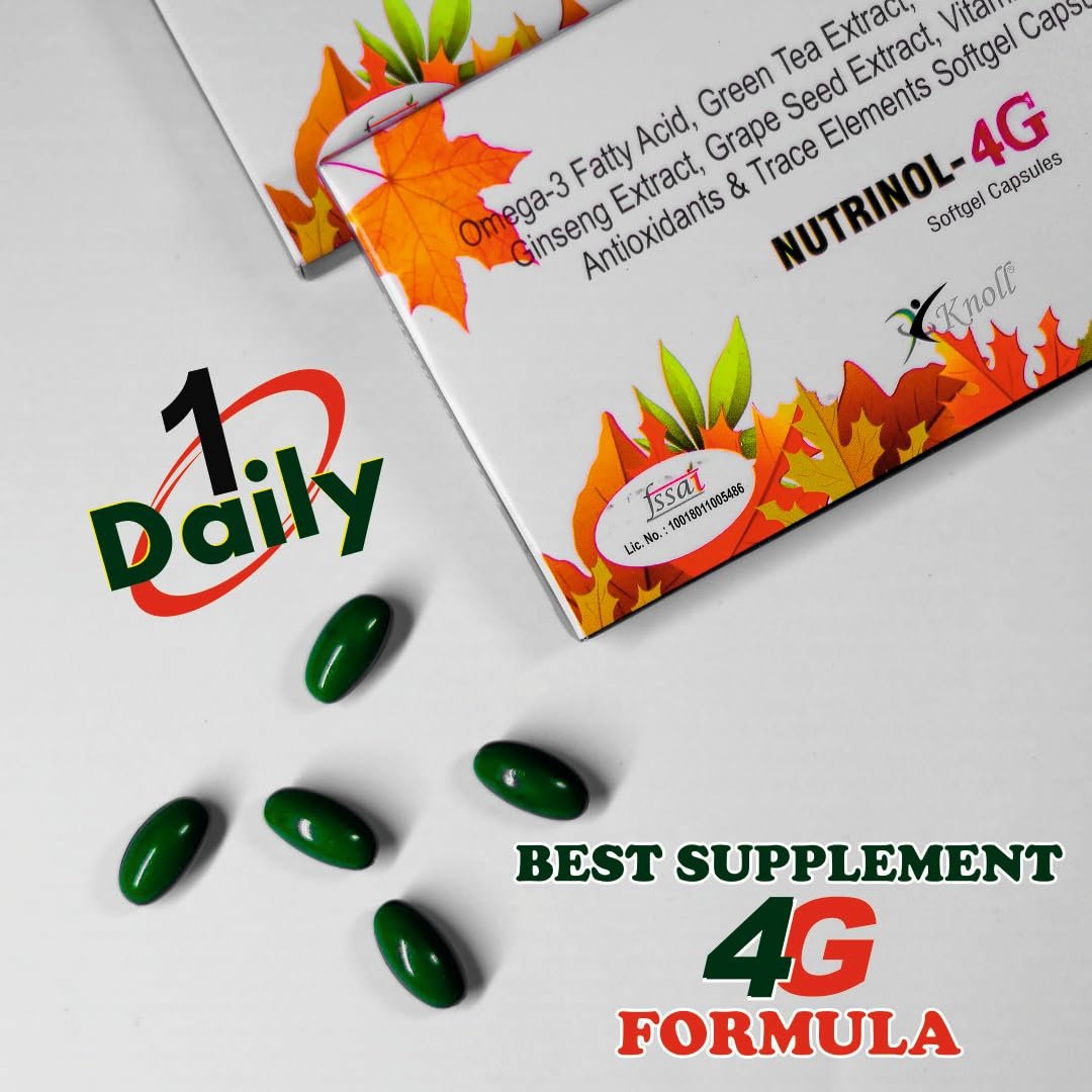 Nutrinol-4g Softgel Capsules | Multivitamins | Omega - 3 Fatty Acid | Antioxidants & Minerals (30 Capsules) - Image 6