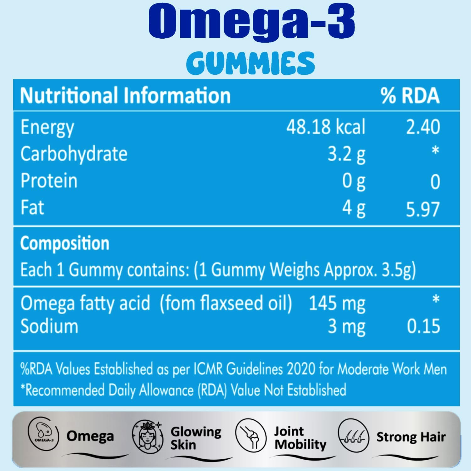 Nutrinol Omega Gummies | 145mg Omega Fatty Acids | Heart, Brain, Joint & Skin Support | Vegan & Gelatin-Free | Blueberry Flavour | For Men & Women | 30 Gummies - Image 7