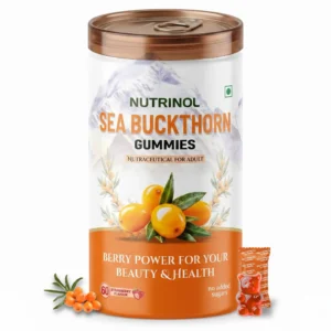 Nutrinol Sea Buckthorn Gummies with Omega 3 6 7 9 | Antioxidant Daily Wellness Supplement | Strawberry Flavor | 60 Gummies