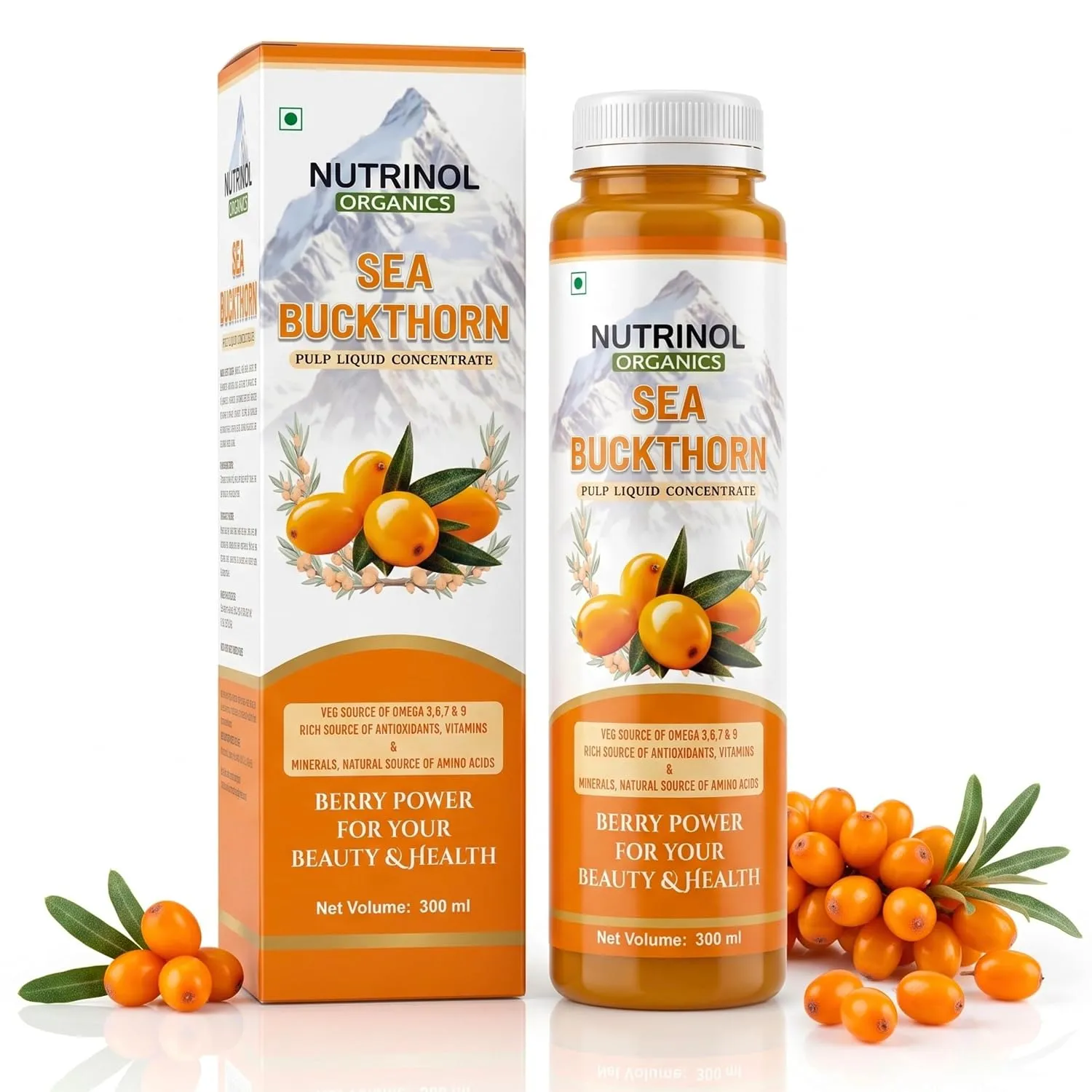 Nutrinol Sea Buckthorn Juice 300 ml | Himalayan Sea Buckthorn Fruit Juice | Daily Dietary Supplement